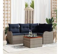 vidaXL Conjunto de sofás de jardín 5 uds. Gris ratán sintético | Este set está hecho de materiales que resisten los UV, ¡así que durará mucho tiempo!, Tiene suficiente espacio para hasta 4