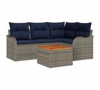 vidaXL Conjunto de sofás de jardín 5 uds. Gris ratán sintético | Este set está hecho de materiales que resisten los UV, ¡así que durará mucho tiempo!, Tiene suficiente espacio para hasta 4