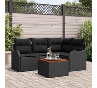 vidaXL Conjunto de sofás de jardín 5 uds. Negro ratán sintético