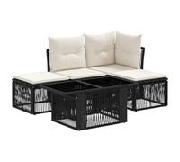 vidaXL Conjunto de sofás de jardín 5 uds. Negro ratán sintético