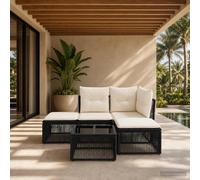 vidaXL Conjunto de sofás de jardín 5 uds. Negro ratán sintético