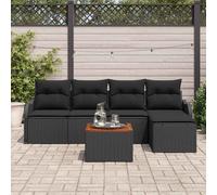 vidaXL Conjunto de sofás de jardín 6 pcs Negro ratán sintético