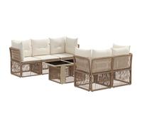 vidaXL Conjunto de sofás de jardín 6 uds. Beige ratán sintético