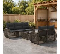 vidaXL Conjunto de sofás de jardín 6 uds. Gris ratán sintético