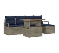 vidaXL Conjunto de sofás de jardín 6 uds. Gris y Marino | Se puede reorganizar fácilmente para distintos planes de asiento, Hecho para aguantar climas difíciles,