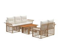 vidaXL Conjunto de sofás de jardín 6 uds. Natural y Crema