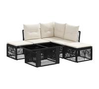 vidaXL Conjunto de sofás de jardín 6 uds. Negro ratán sintético