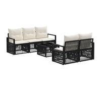 vidaXL Conjunto de sofás de jardín 6 uds. Negro ratán sintético