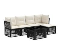 vidaXL Conjunto de sofás de jardín 6 uds. Negro ratán sintético