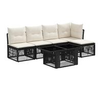 vidaXL Conjunto de sofás de jardín 6 uds. Negro ratán sintético