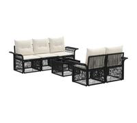 vidaXL Conjunto de sofás de jardín 6 uds. Negro ratán sintético
