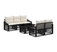 vidaXL Conjunto de sofás de jardín 6 uds. Negro y Blanco Crema