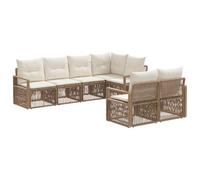 vidaXL Conjunto de sofás de jardín 7 uds. 7-Número de plazas Beige