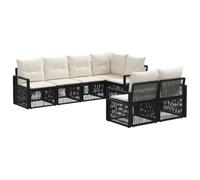 vidaXL Conjunto de sofás de jardín 7 uds. 7-Número de plazas Negro