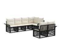 vidaXL Conjunto de sofás de jardín 7 uds. 7-Número de plazas Negro
