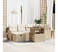vidaXL Conjunto de sofás de jardín 7 uds. Beige ratán sintético