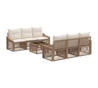 vidaXL Conjunto de sofás de jardín 7 uds. Beige ratán sintético