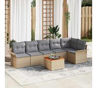 vidaXL Conjunto de sofás de jardín 7 uds. Beige ratán sintético