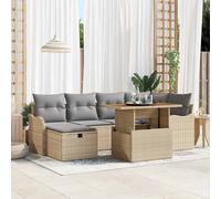 vidaXL Conjunto de sofás de jardín 7 uds. Beige ratán sintético