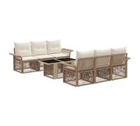 vidaXL Conjunto de sofás de jardín 7 uds. Beige y Blanco Crema