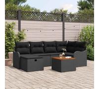 vidaXL Conjunto de sofás de jardín 7 uds. Negro Poliratán