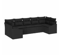 vidaXL Conjunto de sofás de jardín 7 uds. Negro ratán sintético
