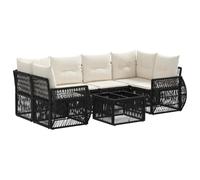 vidaXL Conjunto de sofás de jardín 7 uds. Negro ratán sintético