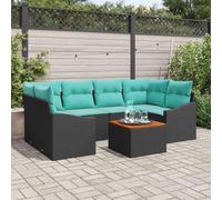vidaXL Conjunto de sofás de jardín 7 uds. Negro ratán sintético