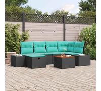 vidaXL Conjunto de sofás de jardín 7 uds. Negro ratán sintético | Configúralo como quieras, Sin preocupaciones por daño UV, Solo un trapo húmedo y listo