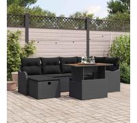 vidaXL Conjunto de sofás de jardín 7 uds. Negro ratán sintético