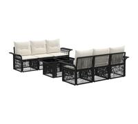 vidaXL Conjunto de sofás de jardín 7 uds. Negro y Blanco Crema