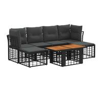 vidaXL Juego de sofás de jardín, 7 piezas, color y gris oscuro, fabricado en polirattan