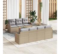 vidaXL Conjunto de sofás de jardín 8 uds. Beige ratán sintético