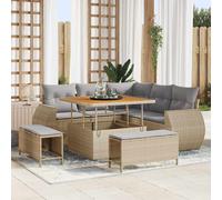 vidaXL Conjunto de sofás de jardín 8 uds. Beige ratán sintético
