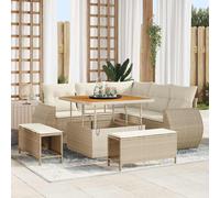 vidaXL Conjunto de sofás de jardín 8 uds. Beige ratán sintético