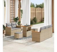 vidaXL Conjunto de sofás de jardín 8 uds. Beige ratán sintético