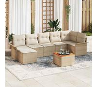 vidaXL Conjunto de sofás de jardín 8 uds. Beige y Crema