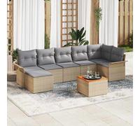 vidaXL Conjunto de sofás de jardín 8 uds. Beige y Gris Claro