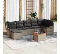vidaXL Conjunto de sofás de jardín 8 uds. Gris ratán sintético