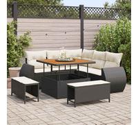 vidaXL Conjunto de sofás de jardín 8 uds. Negro ratán sintético
