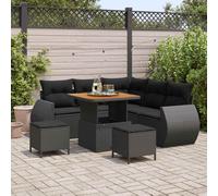 vidaXL Conjunto de sofás de jardín 8 uds. Negro ratán sintético