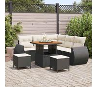 vidaXL Conjunto de sofás de jardín 8 uds. Negro ratán sintético