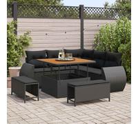 vidaXL Conjunto de sofás de jardín 8 uds. Negro ratán sintético