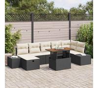vidaXL Conjunto de sofás de jardín 8 uds. Negro ratán sintético