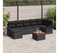 vidaXL Conjunto de sofás de jardín 8 uds. Negro ratán sintético