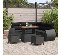 vidaXL Conjunto de sofás de jardín 8 uds. Negro ratán sintético