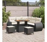 vidaXL Conjunto de sofás de jardín 8 uds. Negro ratán sintético