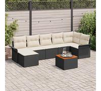 vidaXL Conjunto de sofás de jardín 8 uds. Negro y crema