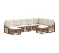 vidaXL Conjunto de sofás de jardín 9 pcs Beige ratán sintético, Sofá Modular para Exterior, con Patas Ajustables, Resistente al Clima, Estructura de Polietileno, Ideal para tu jardín