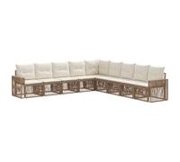 vidaXL Conjunto de sofás de jardín 9 pcs Beige y Blanco Crema, Muebles de Jardín, Sofá Exterior, Diseño Modular, Conjunto Resistente al Clima, Sofá de Patio, Fundas Lavables